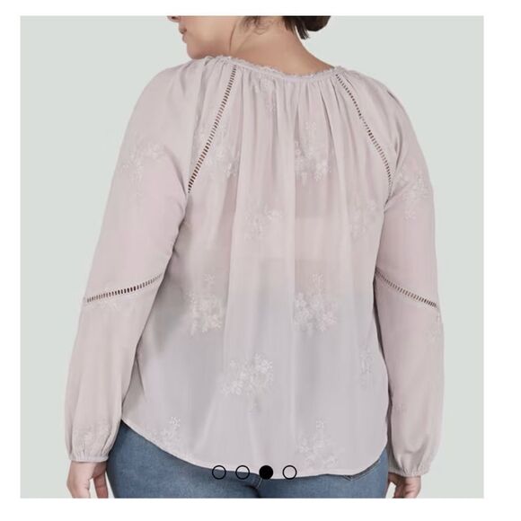 DEX Womens 1X Crochet Inset Embroidered Boho Top NWT - Picture 8 of 13